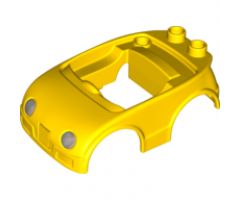 Duplo, Vehicle Car Body with 2 Studs on Back and Silver Headlights Pattern (fits over Car Base 2 x 4)
