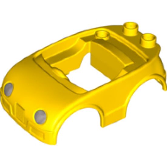 Duplo, Vehicle Car Body with 2 Studs on Back and Silver Headlights Pattern (fits over Car Base 2 x 4)