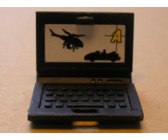 Minifigure, Utensil Computer Laptop with 'A', Car and Helicopter Screen Pattern (Sticker) - Set 8635