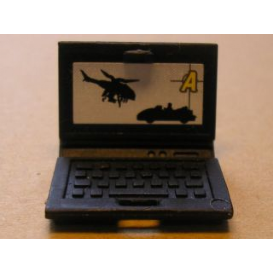 Minifigure, Utensil Computer Laptop with 'A', Car and Helicopter Screen Pattern (Sticker) - Set 8635