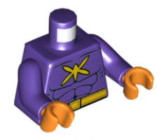 Torso Batman Muscles Outline with Yellow Killer Moth Logo and Belt Pattern / Dark Purple Arms / Orange Hands
