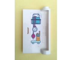 Door 1 x 3 x 4 Left - Open Between Top and Bottom Hinge with Sphygmomanometer (Blood Pressure Cuff with Gauge) and Radio Pattern on Inside (Sticker) - Set 41318