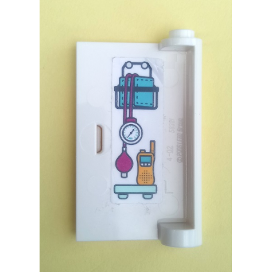 Door 1 x 3 x 4 Left - Open Between Top and Bottom Hinge with Sphygmomanometer (Blood Pressure Cuff with Gauge) and Radio Pattern on Inside (Sticker) - Set 41318