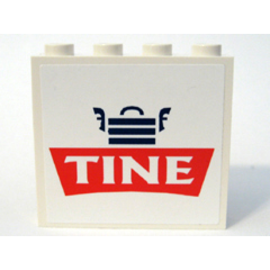 Panel 1 x 4 x 3 - Hollow Studs with Tine Logo Pattern (Sticker) - Set 1029