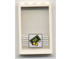 Window 1 x 4 x 5 with Trans-Clear Glass with Bills & Coins Pattern (Sticker) - Set 1490