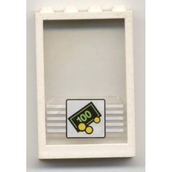 Window 1 x 4 x 5 with Trans-Clear Glass with Bills & Coins Pattern (Sticker) - Set 1490
