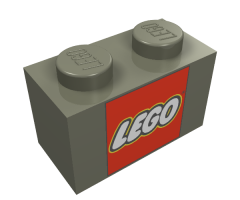 Brick 1 x 2 with Lego Logo in Red Square Pattern