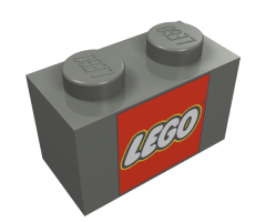 Brick 1 x 2 with Lego Logo in Red Square Pattern