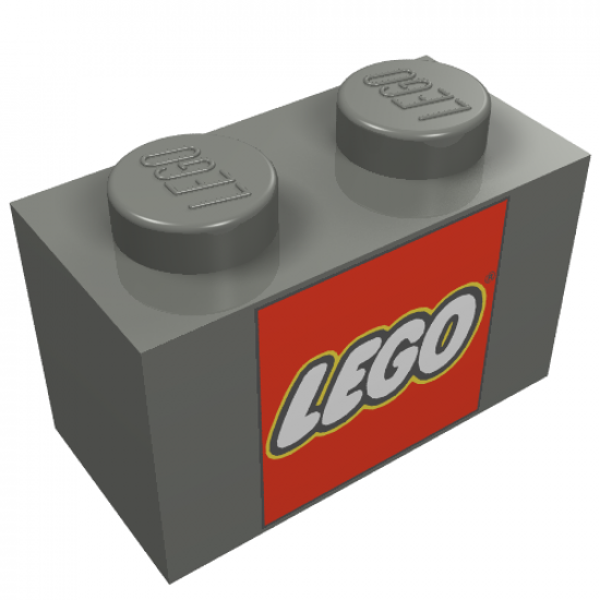 Brick 1 x 2 with Lego Logo in Red Square Pattern