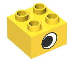Duplo, Brick 2 x 2 with Eye without White Spot Pattern, on One Side