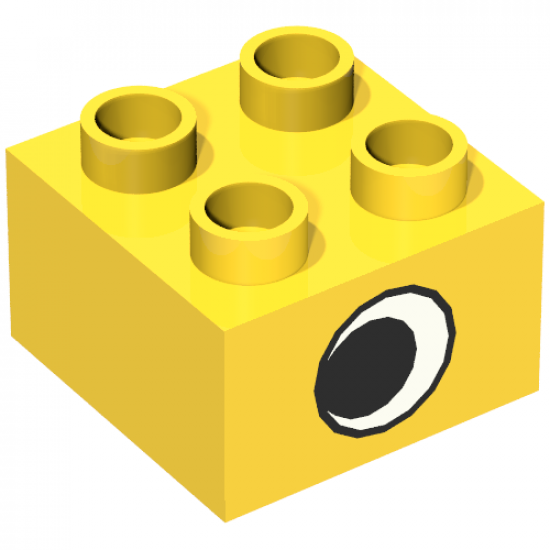 Duplo, Brick 2 x 2 with Eye without White Spot Pattern, on One Side
