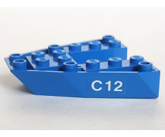 Boat Bow Brick 6 x 6 x 1 with 'C12' Pattern on Both Sides (Stickers) - Set 6353