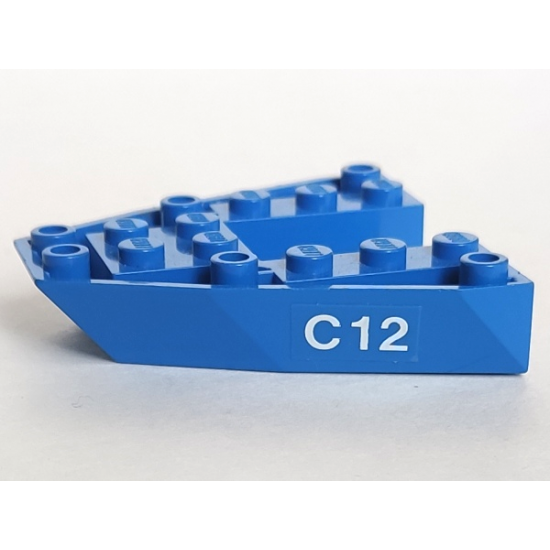 Boat Bow Brick 6 x 6 x 1 with 'C12' Pattern on Both Sides (Stickers) - Set 6353