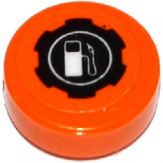 Tile, Round 1 x 1 with Filler Cap with Gas/Fuel Pump Pattern (Sticker) - Set 42048