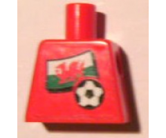 Torso Soccer Red/White Team, Welsh Flag Sticker Front, Black Number Sticker Back (specify number in listing)
