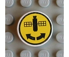 Tile, Round 2 x 2 with Satellite and Two Arrows Pattern (Sticker) - Set 8480