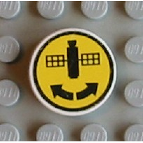 Tile, Round 2 x 2 with Satellite and Two Arrows Pattern (Sticker) - Set 8480