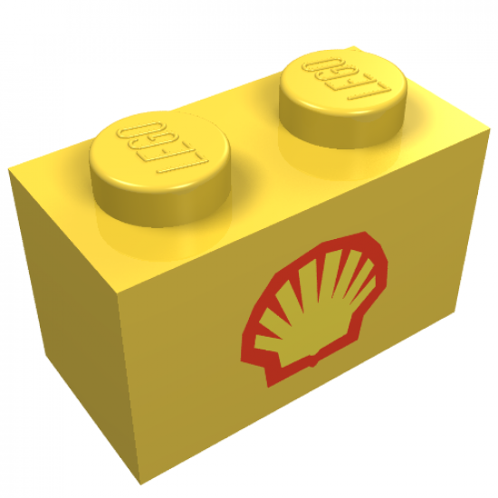 Brick 1 x 2 with Shell Logo I Small Pattern