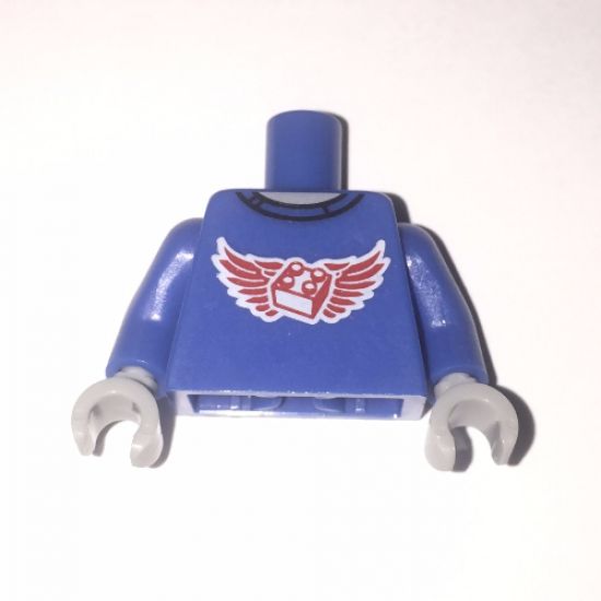 Torso Shirt with Red Wings and 2 x 2 Brick Pattern / Blue Arms / Light Bluish Gray Hands