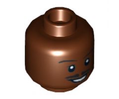 Minifigure, Head Moustache Thin Split, Smile, Eyebrows, Eyes with White Pupils Pattern (SW Lando) - Blocked Open Stud
