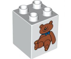 Duplo, Brick 2 x 2 x 2 with Teddy Bear Pattern