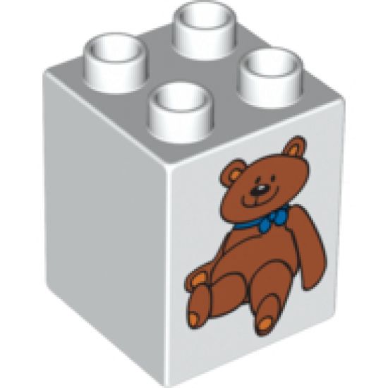 Duplo, Brick 2 x 2 x 2 with Teddy Bear Pattern