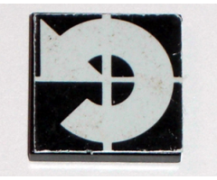 Tile 2 x 2 with Arrow White Curved Counterlockwise on Black Background Pattern (Sticker) - Set 8094