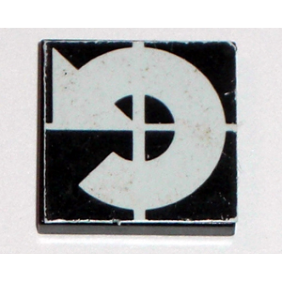 Tile 2 x 2 with Arrow White Curved Counterlockwise on Black Background Pattern (Sticker) - Set 8094