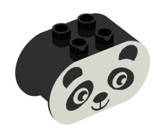 Duplo, Brick 2 x 4 x 2 Rounded Ends with Panda Face Type 2 (plain) Pattern