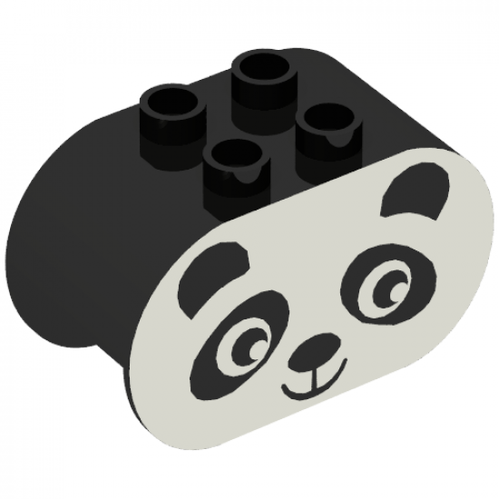 Duplo, Brick 2 x 4 x 2 Rounded Ends with Panda Face Type 2 (plain) Pattern