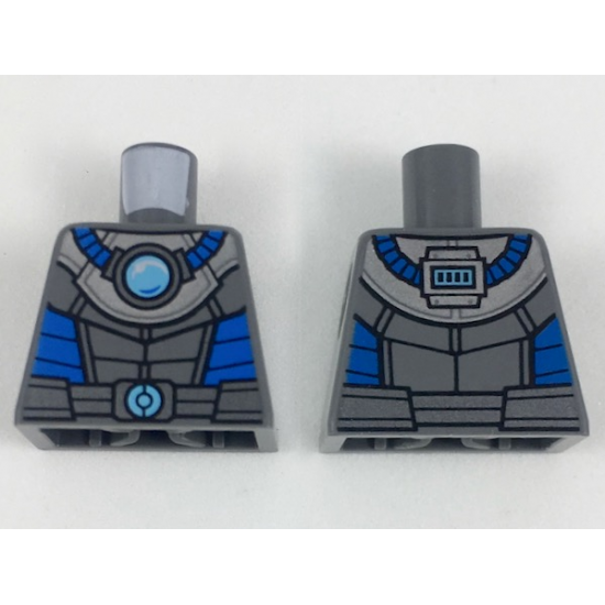 Torso Armor with Medium Azure Round Crystal with Blue Tubes Pattern (Mr. Freeze)