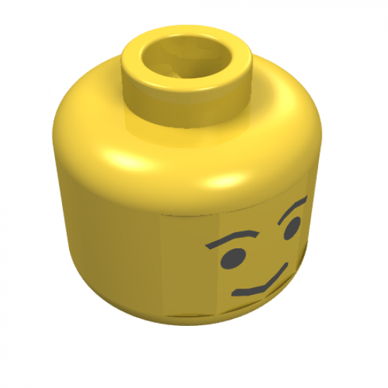 Minifigure, Head Standard Grin, Black Eyebrows, Thick Mouth Pattern - Blocked Open Stud