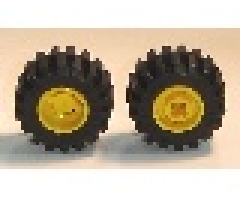 Wheel & Tire Assembly 11mm D. x 12mm, Hole Notched for Wheels Holder Pin with Black Tire Offset Tread Small Wider, Beveled Tread Edge (6014b / 60700)