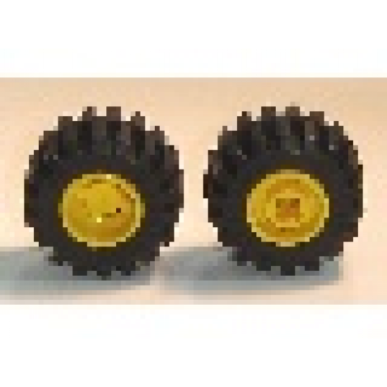Wheel & Tire Assembly 11mm D. x 12mm, Hole Notched for Wheels Holder Pin with Black Tire Offset Tread Small Wider, Beveled Tread Edge (6014b / 60700)