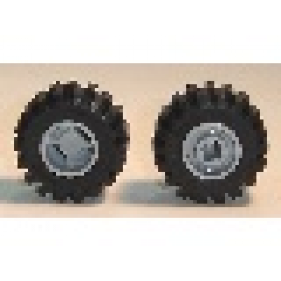 Wheel & Tire Assembly 11mm D. x 12mm, Hole Notched for Wheels Holder Pin with Black Tire Offset Tread Small Wider, Beveled Tread Edge (6014b / 60700)