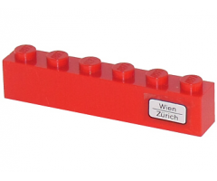 Brick 1 x 6 with 'Wien - Zürich' Pattern on Right Side (Sticker) - Set 7740