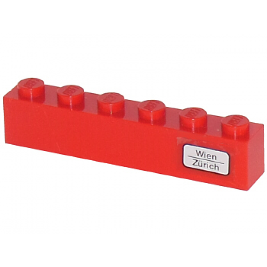 Brick 1 x 6 with 'Wien - Zürich' Pattern on Right Side (Sticker) - Set 7740