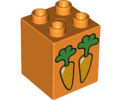 Duplo, Brick 2 x 2 x 2 with 2 Carrots Pattern