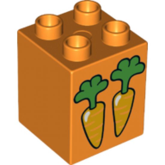 Duplo, Brick 2 x 2 x 2 with 2 Carrots Pattern