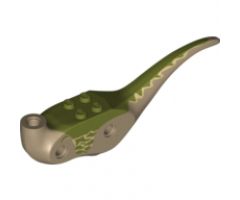 Animal, Body Part Dinosaur Middle Raptor with Olive Green Top with Tan Stripes Pattern