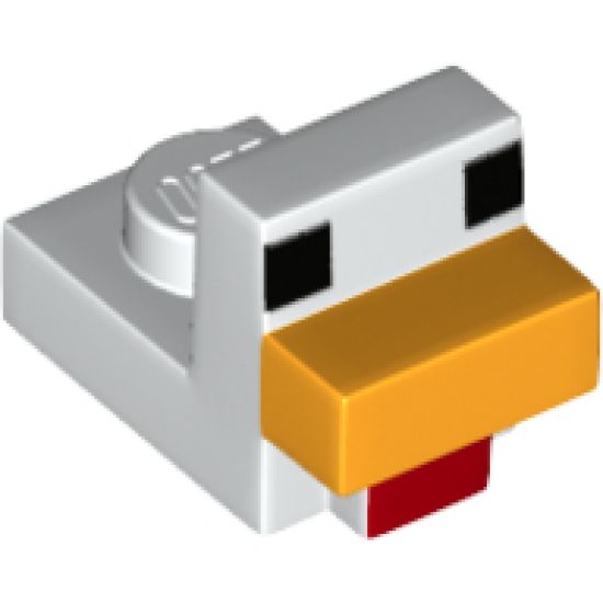 Animal, Body Part Creature Head Pixelated Chicken Head with Face Pattern (Minecraft Chicken)