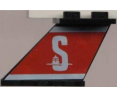 Tail 4 x 2 x 2 with White 'S' (Stena) on Red Background Pattern on Left Side (Sticker) - Set 1548