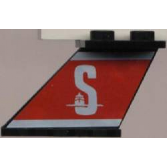 Tail 4 x 2 x 2 with White 'S' (Stena) on Red Background Pattern on Left Side (Sticker) - Set 1548