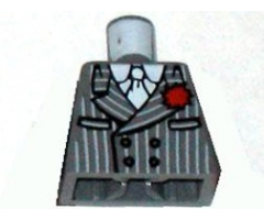Torso Indiana Jones Pinstripe Suit Jacket, Tie, Red Flower in Lapel Pattern