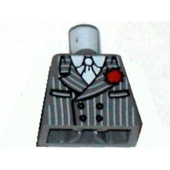 Torso Indiana Jones Pinstripe Suit Jacket, Tie, Red Flower in Lapel Pattern