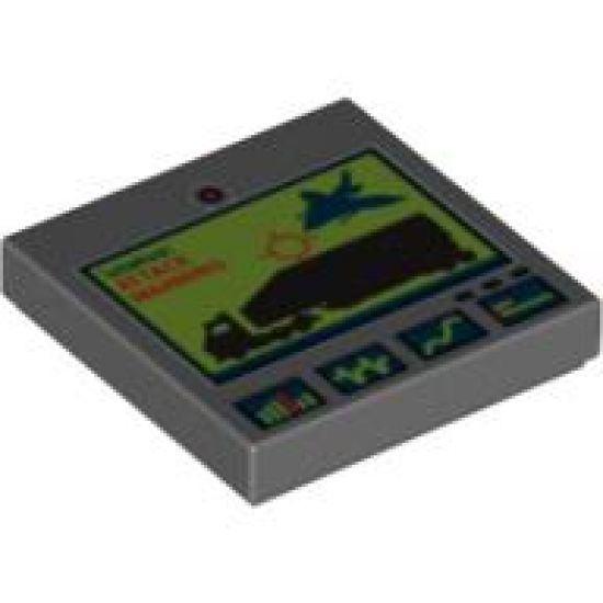 Tile 2 x 2 with Jet Attacking Truck and 'ATTACK WARNING' Screen Pattern