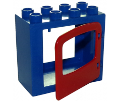 Duplo, Building Door / Window Frame 2 x 4 x 3 Flat Front Surface with Red Duplo Door / Window (4253 / 4247)