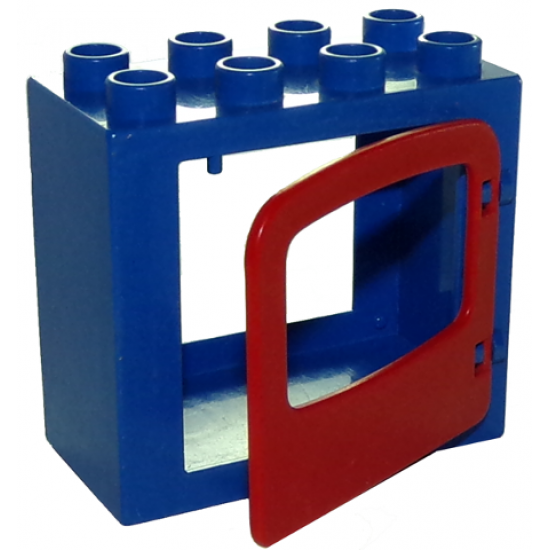 Duplo, Building Door / Window Frame 2 x 4 x 3 Flat Front Surface with Red Duplo Door / Window (4253 / 4247)