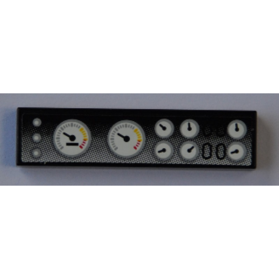 Tile 1 x 4 with 8 Gauges and Buttons Pattern (Sticker) - Set 8421