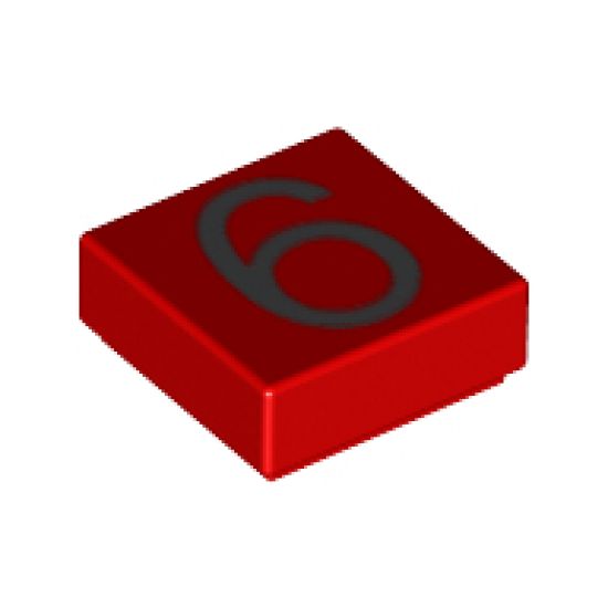 Tile 1 x 1 with Silver Number 6 Pattern